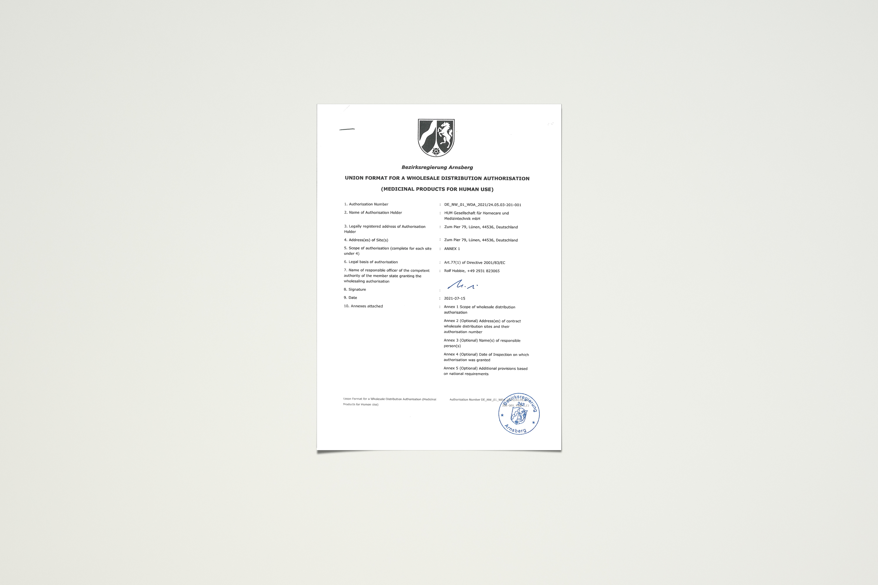 QM-Certificate EN ISO 13485:2012